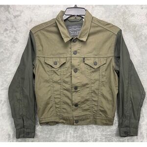 NWOT Levi's Unisex Trucker Jacket Sz S Green Button Denim Two-Tone